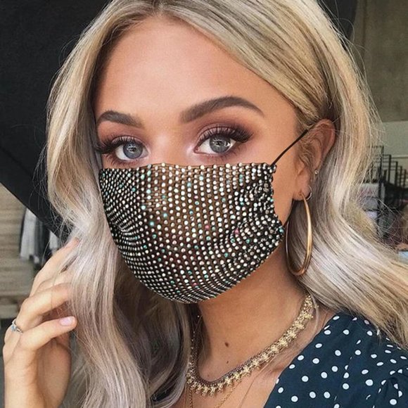 New Sparkly Rhinestone Jewelry Face Masks - Picture 1 of 7
